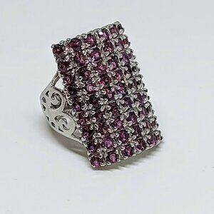 Unheated Natural Pink Rhodolite Garnet‎ 2.5mm 925 Sterling Silver Ring Size 6.5